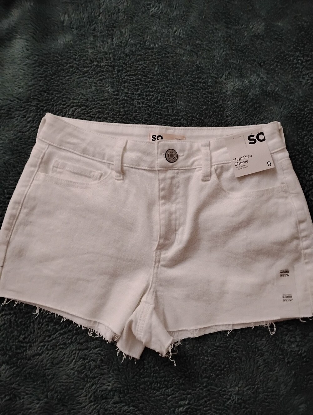 NWT SO "High Rise Shortie" White Denim Shorts Women's/Junior's Size 9